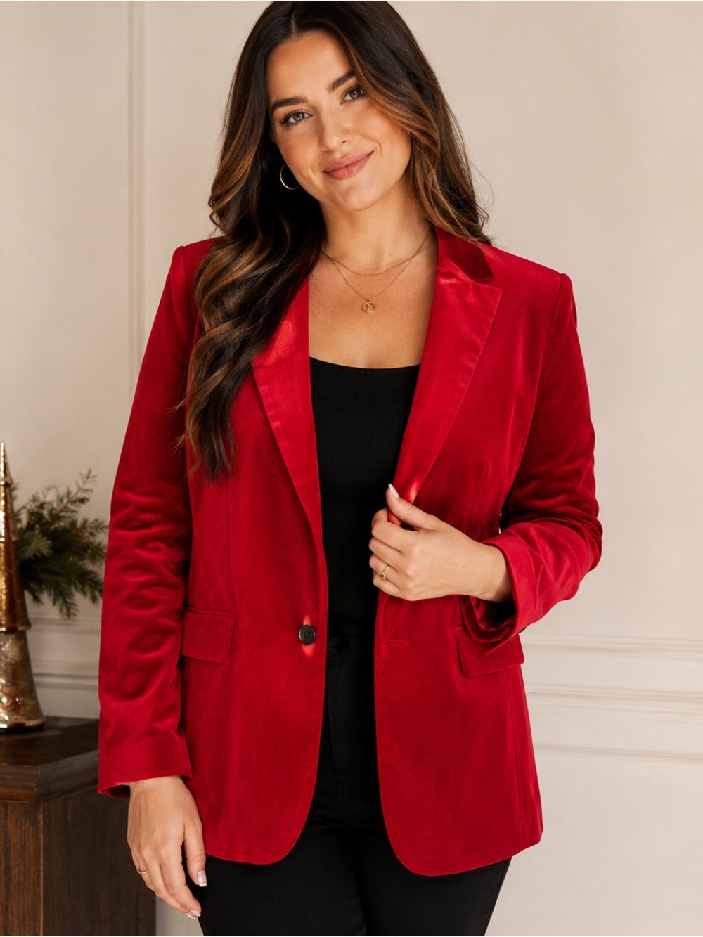 Talbots Red Velvet Blazer Women’s Size 14 Luxe Holiday Party Jacket Office Chic